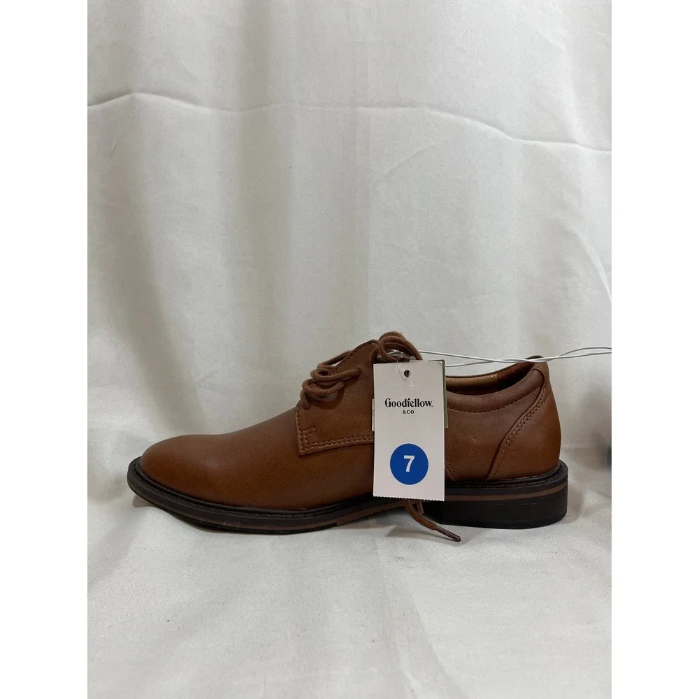 Goodfellow & Co Mens Brown Dress Shoes Lace Up Oxford Cognac Size 7 NEW